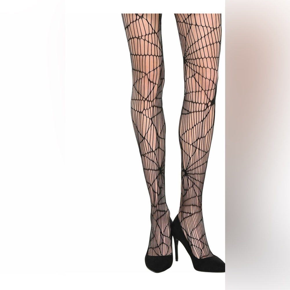 BLACK NET TIGHTS NIB W ONE SIZE FITS MOST UP TO 160 LBS